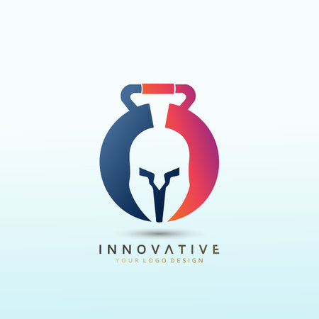 fitness training and nutrition coaching with dumbbell icon. Virtual CrossFit and fitness vector official logo template.のイラスト素材