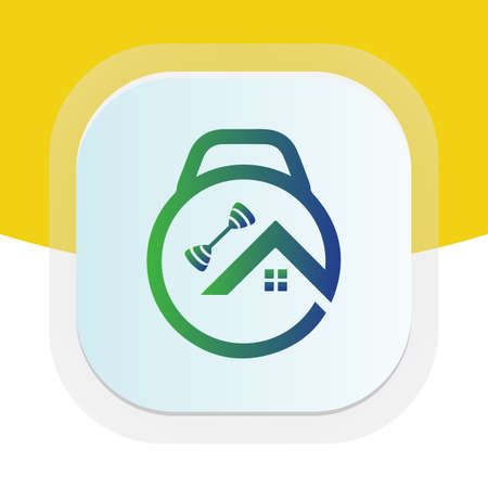 Real estate design with dumbbell icon. Physical fitness vector logo design.のイラスト素材