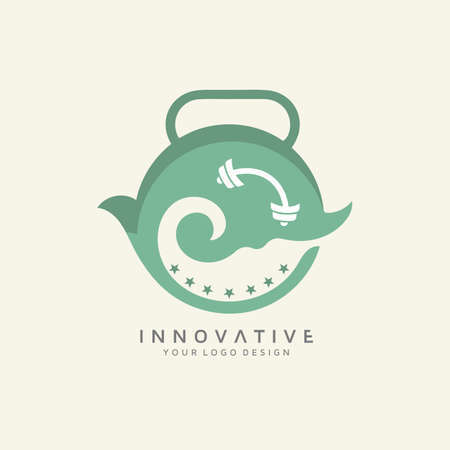 Sea weave logo design with dumbbell icon. new best health and physical fitness company vector logo design.のイラスト素材