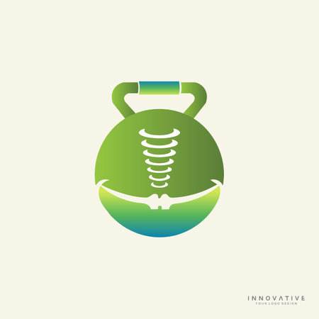 General dentist office logo design with dumbbell icon. new best health and physical fitness company vector logo design.のイラスト素材