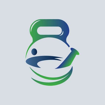 Restoring Health with dumbbell and fitness icon vector logo design.のイラスト素材