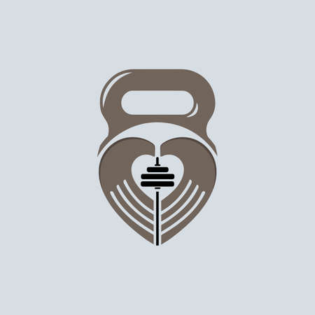 Helping people with dumbbell and fitness icon vector logo design.のイラスト素材