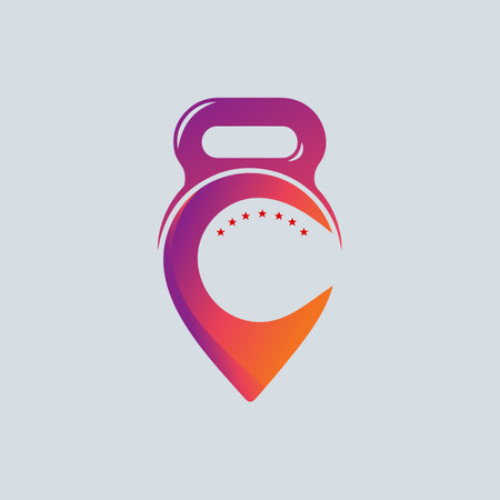 parking app with dumbbell and fitness icon vector logo design.のイラスト素材