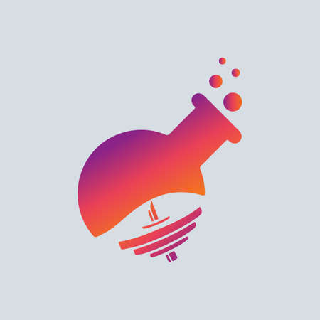 laboratory with dumbbell and fitness icon vector logo design.