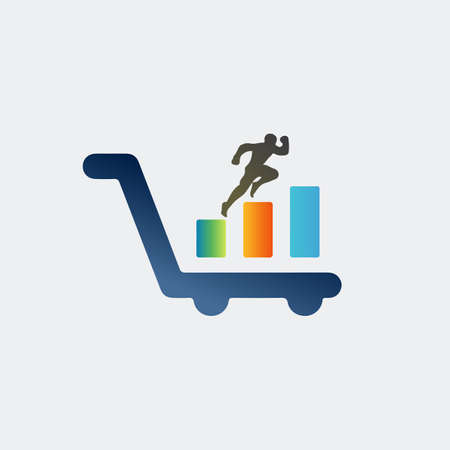 e-commerce business with fitness dumbbell icon vector logo designのイラスト素材
