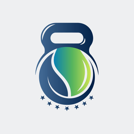 fuel cell technology with fitness dumbbell icon vector logo designのイラスト素材