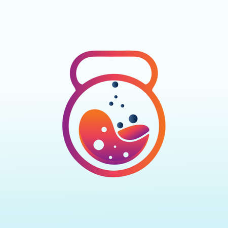 Labs with fitness dumbbell icon vector logo design.のイラスト素材