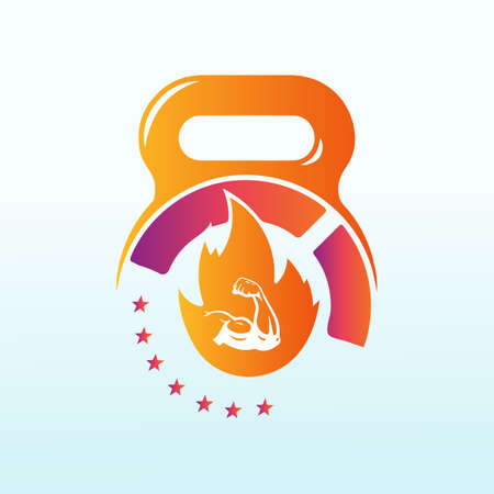 barbeque with fitness dumbbell icon logo design.のイラスト素材