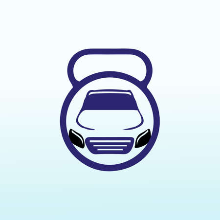 Car with fitness dumbbell icon logo design.のイラスト素材