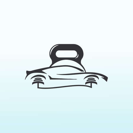 Car with fitness dumbbell icon logo design.のイラスト素材