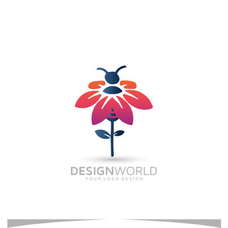 cool bumble bee or flower design with bee vector logo design idea.のイラスト素材