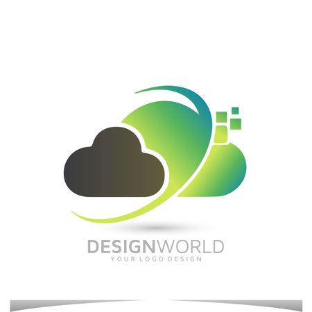 cloud media encoding systems vector logo design idea.のイラスト素材
