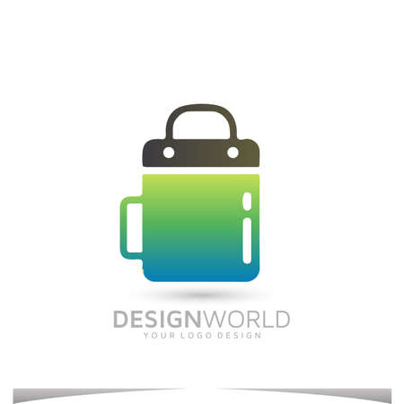 shopping cart combined with a cup or a shopping bag combined with a cup. vector logo design idea.のイラスト素材