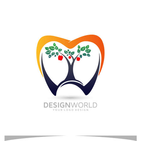 Apple tree family dental vector logo design idea.のイラスト素材
