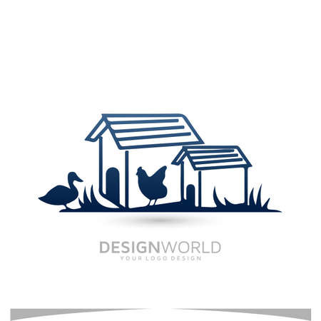 chicken coops and eggs vector logo design idea.のイラスト素材