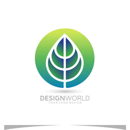 Natural leaf icon vector logo design idea.のイラスト素材