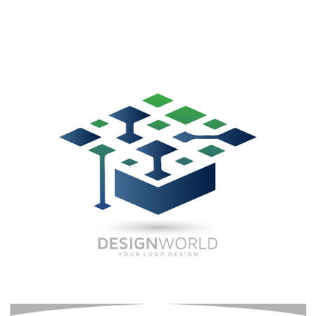 Tech education vector logo design idea.のイラスト素材