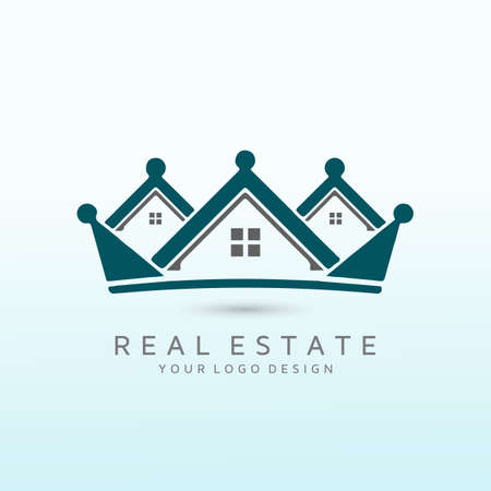 Golden Retriever Real estate branding crown logoのイラスト素材
