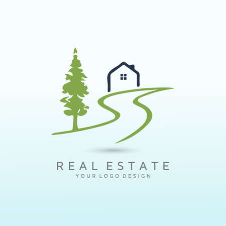 a simple, outdoorsy, memorable logo for a vacant land buying and selling treeのイラスト素材