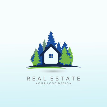a simple, outdoorsy, memorable logo for a vacant land buying and selling treeのイラスト素材