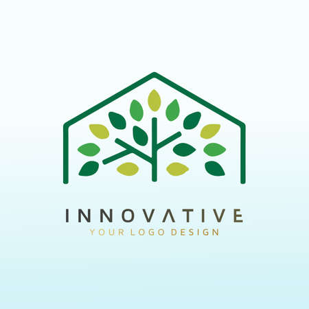 iconic logo for a New York real estate firm with tree homeのイラスト素材