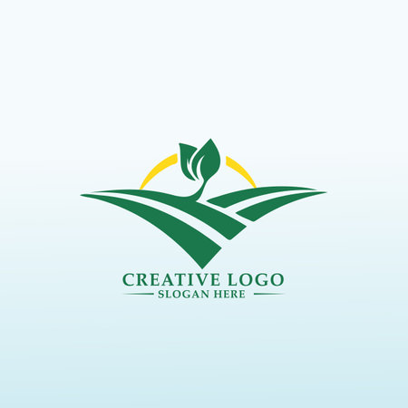 logo for farm and produce organic products, milk, crops and vegetablesのイラスト素材