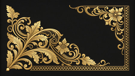 Vintage background with gold floral ornament and place for your text.の素材