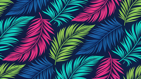 Seamless pattern with tropical palm leaves. Vector Illustration.の素材