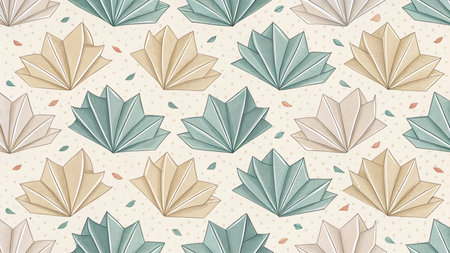 Seamless pattern with paper origami flowers. Vector illustration.の素材