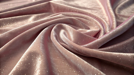 Texture, background, pattern. Silk fabric is pink with sequinsの素材