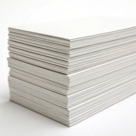 stack of white paper isolated on a white background. Close-upの素材