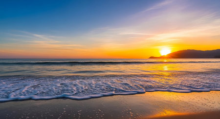 Beautiful sunset on the beach at Phuket, Thailand.の素材