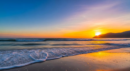Beautiful sunset on the beach in Sri Lanka. Panorama.の素材