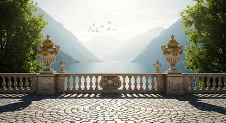 Beautiful view of Lake Como, Italy. Panoramic viewの素材