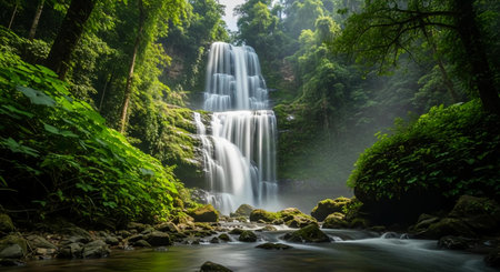 Waterfall in deep forest at Phu Soi Dao National Park, Thailandの素材