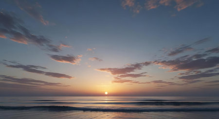 Beautiful sunset over the sea. Panoramic view of the sea.の素材