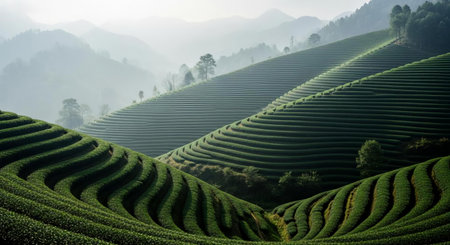Tea Plantation in the morning, Chiang Rai Province, Thailandの素材