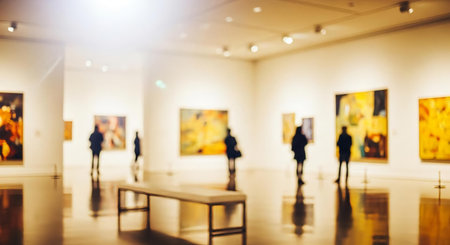 Abstract blur and defocused art gallery interior for background - Vintage Filterの素材