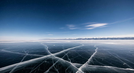 Frozen Lake Baikal in winter, Siberia, Russia.の素材