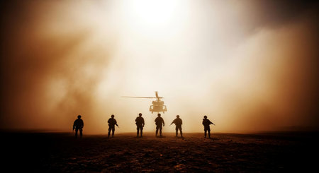 New York street at night with silhouettes of people running in NYC.の素材