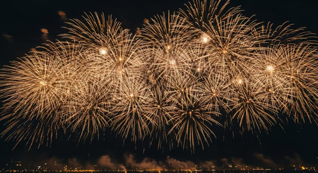 Colorful firework display for celebration happy new year and merry christmasの素材