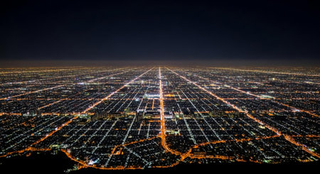 Night view of the city from a bird's-eye view.の素材