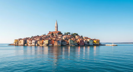 Panoramic view of Rovinj old town in Croatiaの素材