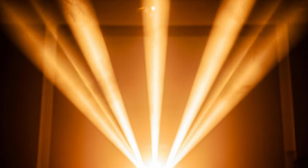 stage lighting effect with rays of light from the spotlights on stageの素材