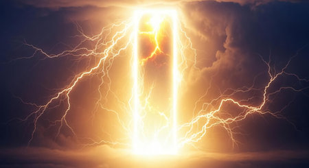 Conceptual image of lightning striking a mobile phone. 3d renderingの素材