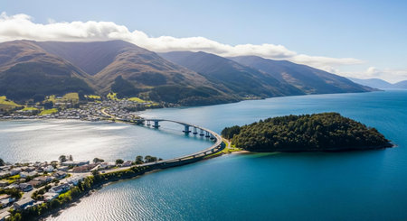 Aerial view of Queenstown, South Island, New Zealand.の素材