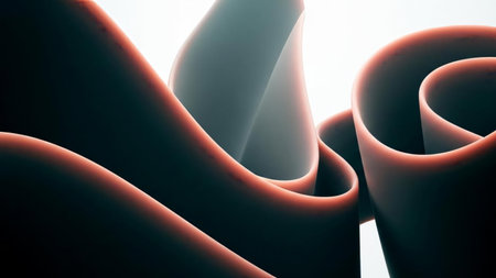 3d render, abstract background with red curved lines, computer generated imagesの素材