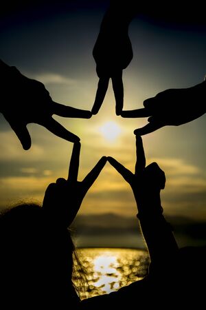 Social network made of many hands in a group