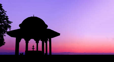 silhouette sadirvan view at sunset