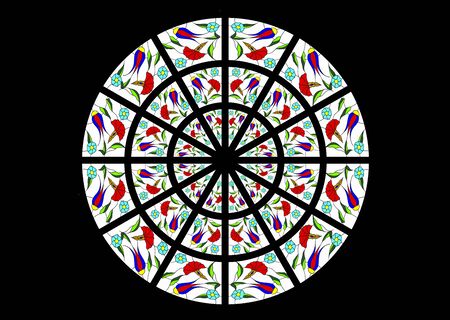 Bright and colorful stained glass windowの写真素材